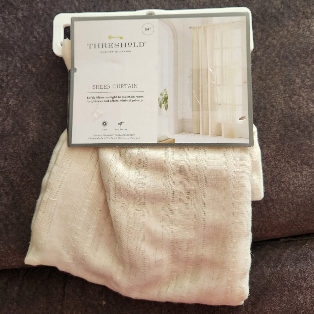 NEW Threshold Sheer Curtain in Soft Beige Cream 54" X 84"